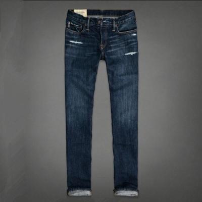 珂卡慕(KEKAMU)AbercrombieFitch美国男款破洞修身直筒牛仔裤国内