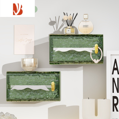 三维工匠轻奢冰川纹纸巾盒大容量壁挂桌面两用网红同款卫生间洗脸巾收纳盒 复古绿冰川纹纸巾盒两个装