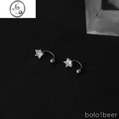 JiMibolo冷淡港风耳钉女星星后挂圆珠五角星小众轻奢简约耳环个性耳饰
