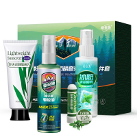 裕金源 夏季清凉驱蚊防晒套装 臻选5件套(驱蚊液110ml+轻透润颜隔离乳50g+冰感清凉喷雾110ml+鼻舒1.5g