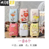 三维工匠麦饭石多肉花盆陶瓷手绘粗陶复古爆裂创意大老桩盆栽室内 金色四方手绘高6个 中等花盆容器