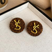 复古秋冬植绒豹纹字母耳钉轻奢高级感气质耳环2024新款耳饰女送女朋友老婆情人节七夕生日礼物