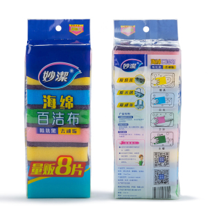 妙洁缝隙顽垢海绵百洁布8片装经典多色