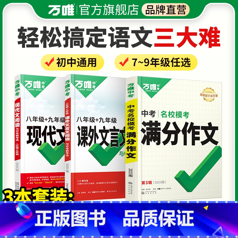 3本套装❤[现代文+课外文言文+满分作文] 八年级/初中二年级 [正版]2024初中语文阅读答题模板八年级上册初二语文现