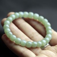 天然和田玉石手链老型珠浅色青玉且末蓝手链8m毫米女款送证书送女朋友老婆情人节七夕生日礼物