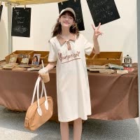 [2.5折价70.9元叠加优惠券]唐狮白色Polo连衣裙女新款裙子女夏季小个子短袖学院风气质女装w