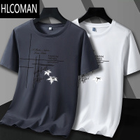 HLCOMAN()冰丝莫代尔棉t恤男夏季新款印花速干薄款冰感短袖男