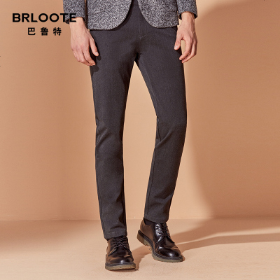Brloote/巴鲁特休闲裤男秋冬厚款商务休闲长裤微弹直筒裤子深灰170/78A