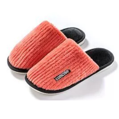 DREHA 家居家用防滑软底情侣毛毛绒保暖棉鞋 棉拖鞋 36-37(适合35-36的脚穿 )酒红色