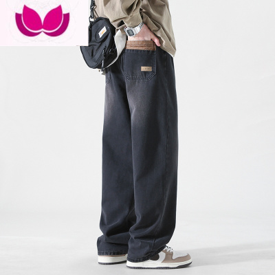 七斓美式高街牛仔裤男款直筒潮牌宽松黄泥痞帅vibe大码休闲长裤