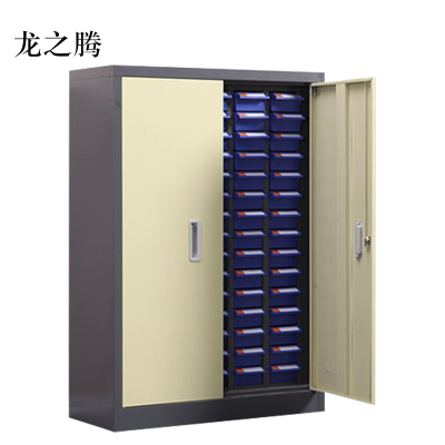 龙之腾文件柜抽屉式工具收纳柜75抽蓝色带门小号抽屉