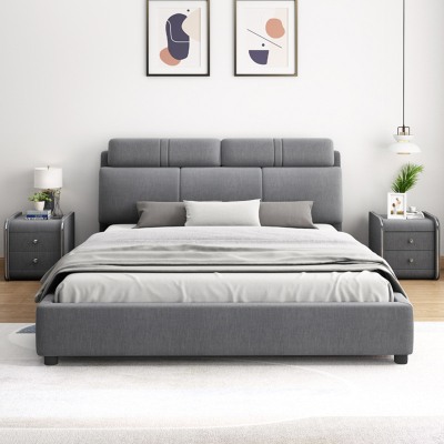 百冠环球 布艺床 北欧现代简约实木双人床高箱储物卧室家具婚床可拆洗床