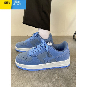 聚范港风复古男鞋潮2024春季新款休闲鞋国潮情侣小众星星板鞋