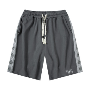 国潮竹叶刺绣休闲短裤男士夏季潮牌宽松大码中裤子外穿五分大裤衩