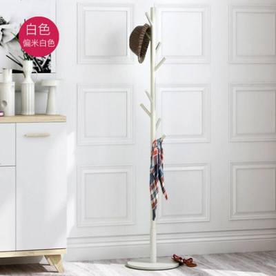 原木生活实木加粗衣帽架卧室办公挂衣架简欧风格进口松木创意客厅落地晾衣架白色时尚实用
