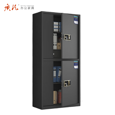 质凡 保密柜通双节带抽黑色/电子指纹锁款 /ZF-BMG051/1850*420*900mm(厚度0.8mm)