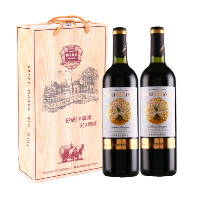 双支带礼袋PengfeiManor法国原酒进口红酒金孔雀干红葡萄酒