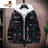 YANXU印花牛仔外套男潮牌痞帅宽松百搭夹克男士韩版潮流休闲上衣