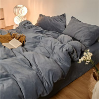 全消光牛奶绒纯色四件套冬季加厚保暖防静电床单床笠款加绒套件