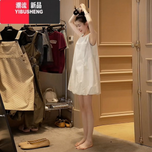 YIBUSHENG季白色无袖吊带背心连衣裙子女装2024年新款气质小个子仙女短裙