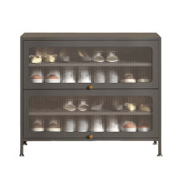 汉诺鑫威家用门口鞋柜室内入户储物柜一体翻门钢制2门4层100宽-灰