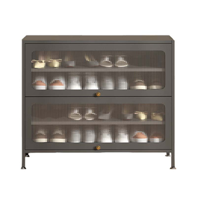 汉诺鑫威家用门口鞋柜室内入户储物柜一体翻门钢制2门4层100宽-灰