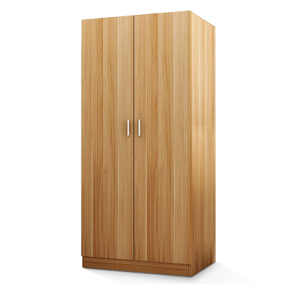 全简而二门更衣柜木质衣柜员工宿舍更衣柜简约现代衣柜浅胡桃色