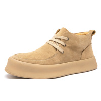 韩版潮流马丁靴男士英伦复古秋冬磨砂皮厚底工装加绒保暖休闲板鞋