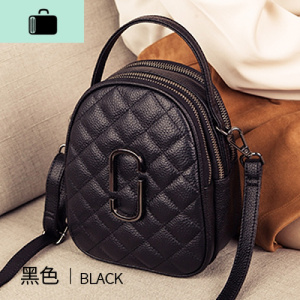 三层小包包女包新款2020时尚休闲手机包女菱格宽带皮单肩斜挎包NEW LAKE 黑色女斜挎包 黑色