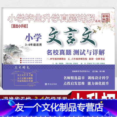小学文言文(3-6年级) 小学升初中 [友一个正版]2022小升初文言文专项训练测试卷真题名校分班卷 语文阅读理解试卷人