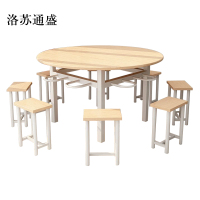 洛苏通盛餐桌学校食堂小吃店快餐桌椅饭堂橡木色圆桌1200*750[含椅]