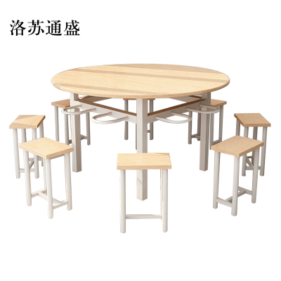 洛苏通盛餐桌学校食堂小吃店快餐桌椅饭堂橡木色圆桌1200*750[含椅]