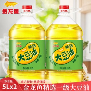 金龙鱼精选大豆油5L桶装家用厨房炒菜烹饪食用油