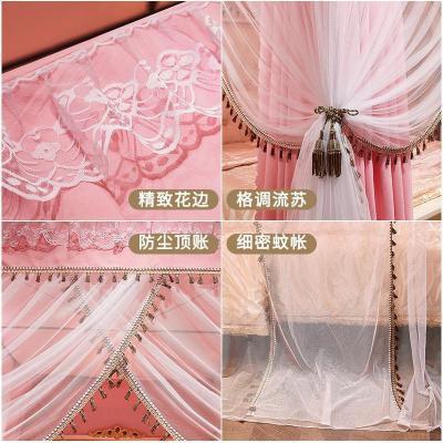 美帮汇双层蚊帐床帘一体式家用欧式带支架1.8m纹账1.5米2公主风遮光床幔