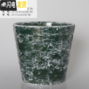 三维工匠欧式简约花盆陶瓷特大号落地阳台客厅桌面绿萝虎皮兰花盆批发 绿理石高款(送塑料托盘) 大花盆容器
