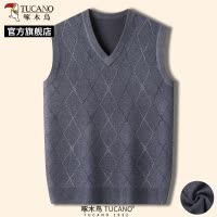 啄木鸟春季新款男士针织内搭毛衣中年保暖爸爸装马甲背心上衣服C