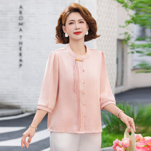 轻薄款夏季女装时尚简约中老年女士休闲上衣夏款中年妈妈装开衫款