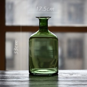 家柏饰(CORATED)苔玻璃花瓶艺术玻璃器皿超大手工吹制装饰美式乡村HAN 苔绿C