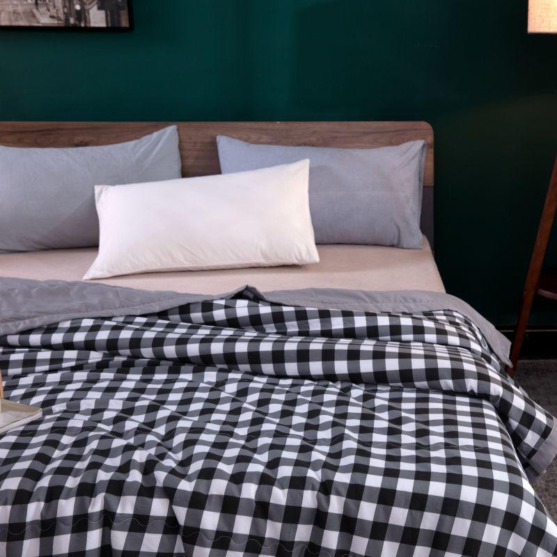 水洗棉夏季格子空调被1.5米床