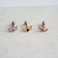 韩国耳钉天使爱心翅膀镶钻耳骨钉精致百搭送女朋友老婆情人节七夕生日礼物