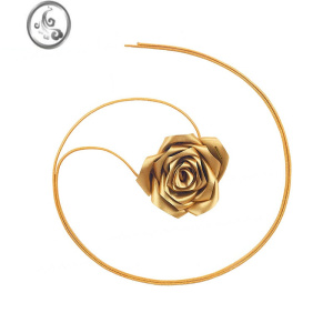 JiMi[自制系带配饰]时髦大花朵项链腰链两用华丽玫瑰花chocker