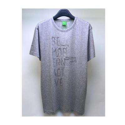 Hugo boss雨果波士T恤男透气舒适易打理亲肤纯棉灰色徽标简约