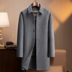 长款脱卸鹅绒内胆双面呢大衣风衣男士秋冬羊毛大衣商务休闲外套男