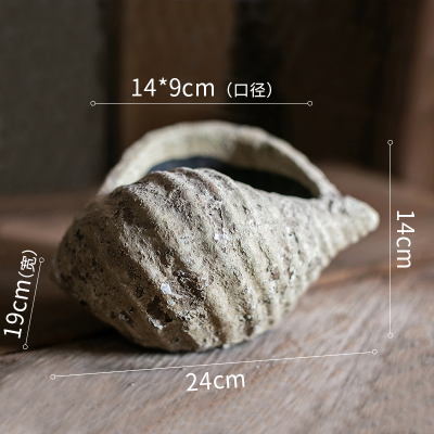 美帮汇个性贝壳海螺花盆 复古多肉植物盆透气陶盆铜钱绿萝盆 贝壳花器(底部有孔) 大