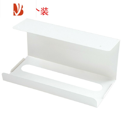 三维工匠厨房纸巾架免打孔铁艺用纸架家用餐巾纸创意挂架橱柜门抽纸盒壁挂 白色两个装