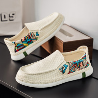 帆布鞋男2026春季新款透气休闲运动软底一脚蹬青少年豆豆复古板鞋