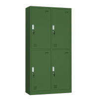 铭威盾铁皮更衣柜宿舍储物柜钢制内务柜制式绿皮衣帽柜子绿色4门更衣