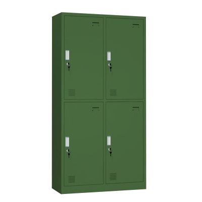 铭威盾铁皮更衣柜宿舍储物柜钢制内务柜制式绿皮衣帽柜子绿色4门更衣