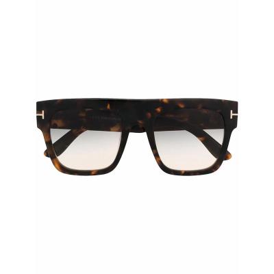 汤姆福特(Tom Ford)方形玳瑁纹渐色镜片贴花太阳镜女款时尚潮酷醋 棕色