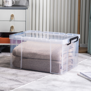 JEKO&JEKO 特耐斯储物箱55L加固塑料透明收纳箱特大号儿童玩具棉被整理箱衣服收纳盒 SWB-5467 透明